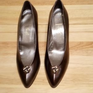 From Anita's Closet Amalfi Leather Heels, 5.B , Golden Brown